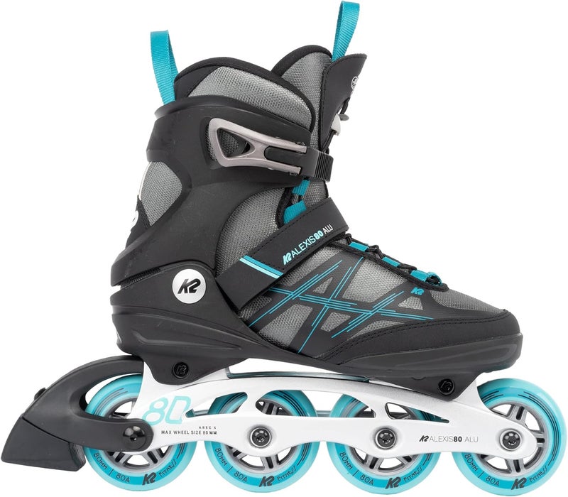 K2 Alexis 80 ALU Gray-Cyan Womens Inline Skates - Image 2
